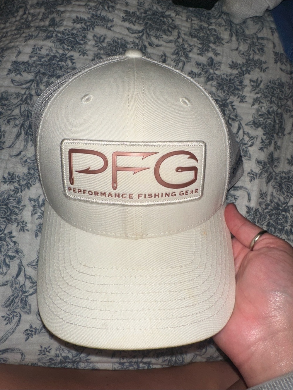 PFG Performance Fishing Gear Mesh Back Cap - Cream with Brown Logo